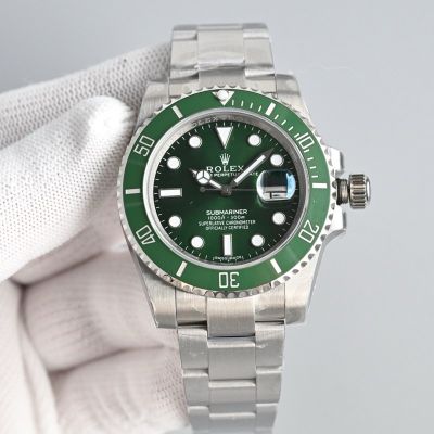 HP Factory Rolex Submariner 40mm 904L Steel 3135 Movement Green Face SS Band Hulk Watch